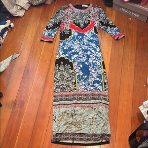 Alice + Olivia Blue and Red Floral Long Sleeve Dress